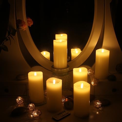 Stonebriar LED Pillar Candles — Remote & Timer, Real Wax Flameless Candles for Home Décor, Weddings & Events, Pack of 6, Ivory, 3" x 6" - Image 6