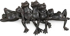 Landhoow Vintage Bronze Frog Garden Statue 15.5" W Funny Resin Figurine by Landhoow