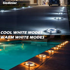 SIEDiNLAR Solar Deck Lights Outdoor 2 Modes LED, 8 Pack White/Warm Lighting - Image 2