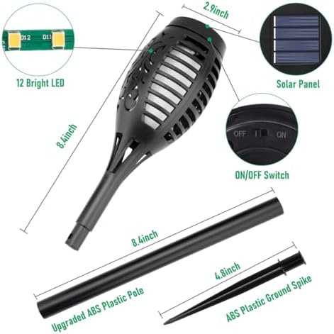IkeeRuic Solar Torch Light with Flickering Flame for Halloween Decorations - Image 3