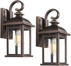 FEMILA 2-Pack Outdoor Wall Sconce Lights Oil Rubbed Bronze, 15" Exterior Outdoor Light Fixtures Wall Mount with Seeded Glass, for Front Porch Patio Garage, 4FD54B-2PK ORB by FEMILA