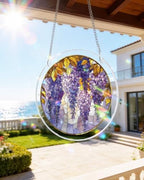 Acrylic Puzzles Suncatcher Window Hanging, 83 Pieces Wisteria Flowers Puzzle, Suncatcher for Doors Garden, Mother's Day Christmas Birthday Gifts for Women Men (L - 8.9 * 8.9 in) by NABYSHOP