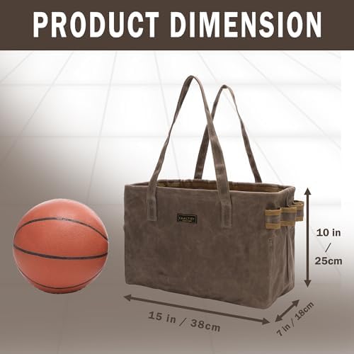 Tool Bag, Foldable Rectangular Hand Tool Storage Bag, 16OZ Waxed Canvas Tool Bag Case - with External Pockets + Sturdy Handles + Top Metal Bar - for Carpenter Repairman Gardener | Grey | 15"Lx7"Wx10"H - Image 2