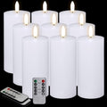 Oleitodh 9 Pcs White Flameless Candles Flat Top LED Candles with Remote Timer, Pillar Flameless Candle Bulk Flickering Battery Operated Candle for Wedding Festival Outdoor Home Decor D 3'' H 6'' by Oleitodh