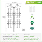 2 Pack 86.7" H x 19.7" W Black Metal Garden Trellis for Climbing Plants Outdoor, Heavy Duty Tall Plant Support for Roses, Vines, Cucumbers, Clematis, Flowers & Vegetables - Image 4