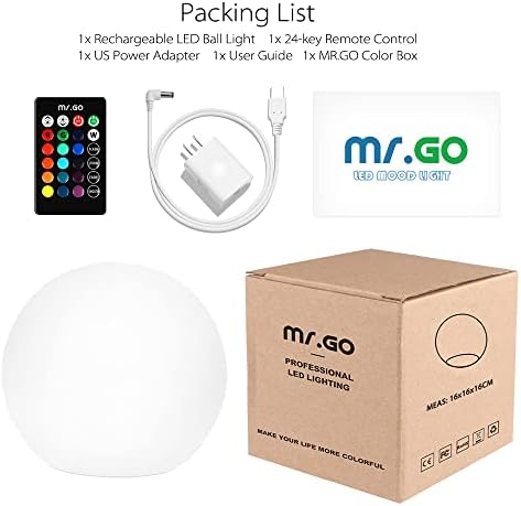 Mr.Go 6-inch RGB Color-Changing LED Globe Orb Light w/Remote Mood Lamp Ball - Image 5