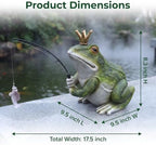 Outdoor Pond Frog Statues Garden Decor - 8.3" Larger Fishing Frog Statue Outdoor Garden Statue & Koi Pond Decor, Frogs Sculpture & Figurine Accessory for Patio, Lawn, Yard Decoration, Gift for Mom - Image 3