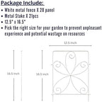 ShopLaLa Garden Fence (20 Panels) 12.5in(L) x 16.5in(H) Animal Barrier Fencing for Dogs, Rustproof White Metal Wire Fencing, Decorative Floral Flower Bed Edging Landscape Lawn Yard Patio Outdoor Decor - Image 2