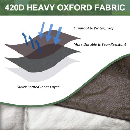 MECCANIXITY Zipper IBC Tote Cover 275 Gallon, 420D Heavy Oxford Waterproof Sunshade Rain Barrel Water Tank Protective Cover for 1000L Outdoor Garden, (39.37 x 47.24 x 45.66 Inch, Brown) - Image 4