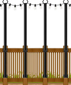 Beizelte 4 Pack 5Ft String Light Poles,Outside String Lights,Outdoor Light Poles,Metal Poles Stand for Patio,Backyard,Deck by Beizelte