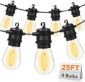 GvvooHome 25FT LED Outdoor String Lights Patio Light with 9 Shatterproof S14 Replaceable Bulbs(1 Spare), Outside Hanging Lights Waterproof for Porch, Deck, Garden, Backyard, Balcony, 2700K Dimmable by GvvooHome
