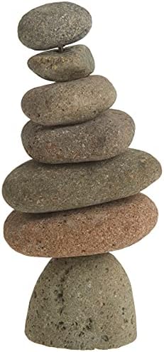 Ancient Graffiti Large 7-Stone Natural River Stone Cairn, 11 inches - Image 3