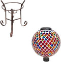 Sunnydaze 9” H Bronze Steel Gazing Ball Stand for 10” or 12” Garden Gazing Globes and Summer Trellis 10” Glass Solar Gazing Ball for Garden by SunnydazeDecor