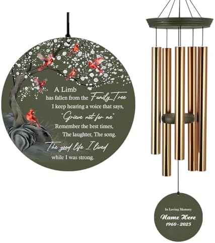 Personalized Memorial Cardinal Wind Chimes 30/36inch Decor Gifts by ExtrabilyOfficial