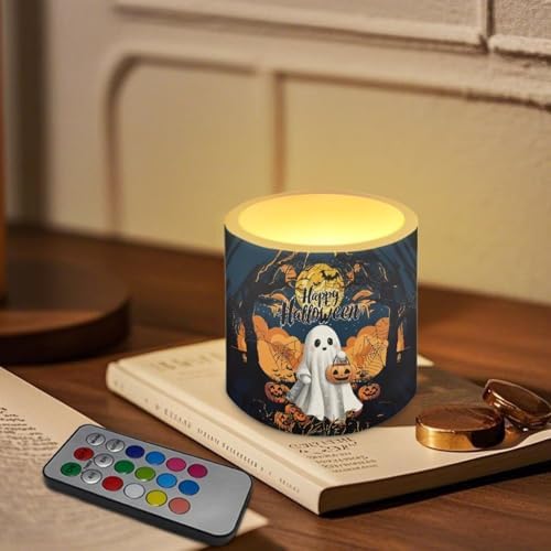 Happy Halloween Grave Flameless Candles Battery Powered LED Candle with Remote Timer Color Changing Control 4 Pieces Candles for All Saints' Eve Decor - Image 3