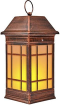 15.5" Solar Lantern Outdoor Waterproof, Glass Flickering Flame Solar Lanterns, Hanging Metal Lantern Decorative for Patio Front Porch Garden Backyard Tabletop Party Decoration by anyperfect