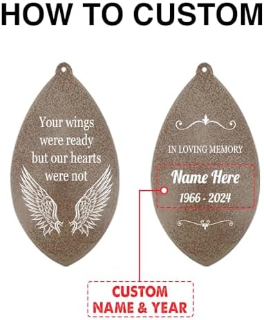 Personalized Memorial Wind Chimes, Angel Wings Sympathy Gifts Wind Chimes, 36inch Deep Tone Wind Chime for Loss of Loved Mom/Dad, Commemorative Wind Chime - Image 3