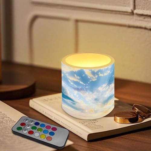 Blue Sky Flameless Candles with Remote and Timers Flickering Battery Operated Candles 4 Pack Outdoor Flameless LED Pillar Tea Lights for Beach Wedding Coastal Room Home Decor - Image 2