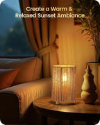 Small Rattan Table Lamps Set of 2, Boho Bedside Lamps Set of 2, Handwoven Paper Lampshade, 4W 2400K LED Bulb Included, Boho Desk Lamp, Nightstand Lamp for Bedroom, Living Room, S11TLP205 - Image 2