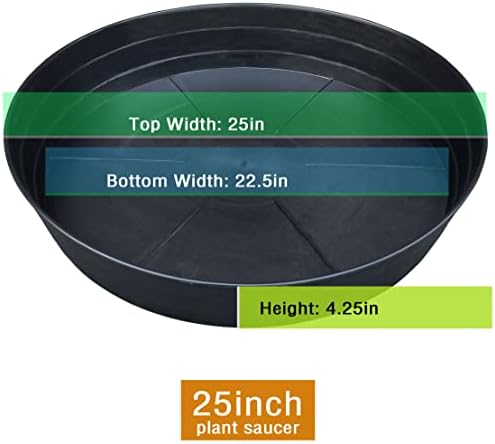 25 Inch Extra Large Planter Saucer, Extra-Deep 4.25 in Black Drip Trays for Flower Pot, Heavy Duty Drainage Tray Indoors No Holes, Plastic Plant Plate Water Catcher for Pots Base 19 20 21 22 in - Image 2