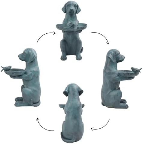 Cynkeyee Outdoor-Statues Garden Decor Bird Bath - Large Dog Statue Bird Feeder Statues for Outside Yard Lawn Patio Gardening Gifts for Women Fairy Garden (Bronze) - Image 4