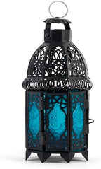 Zingz & Thingz Moroccan Style Candle Lantern Holder, Decorative Light Home Decor, Indoor & Outdoor, 13" Tall, Sapphire Nights - Image 2