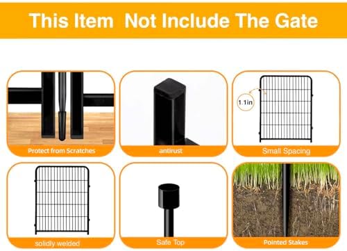 Getlay Doorless Animal Barrier Fence, 40in(H) 14 Panels Total 31 Ft(L), Garden Fences and Borders for Dogs, Anti Dig Fence Barrier, Black Metal Decorative Garden Fencing, Flower Bed Fencing - Image 2
