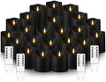 kakoya Flameless LED Candles Battery Operated with Remote and Timer,Flickering Electric Fake Plastic Pillar Candles Set of 24(D3 x H 3" 4" 5") Black by FLAMELESSCANDLES