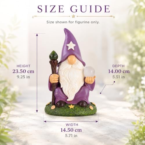 Solar Wizard Garden Gnome Statue with Crystal Ball Light for Yard Decor - Image 2