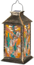 Solar Lantern Western Stained Mountains Earthy Tones Outdoor Waterproof Garden Hanging Lantern Solar Powered Lighting Outside Table Lamp for Patio Deck Camping 1 Pack by Unknown
