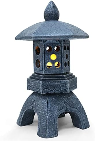 Pagoda Lantern Garden Statue with Solar Lotus Lights, Large Resin Japanese Temple Pagoda Lamp Asian Zen Outdoor Yard Decor for Landscape Patio Porch Lawn Decorations, Christmas Ornament Gift - Image 5