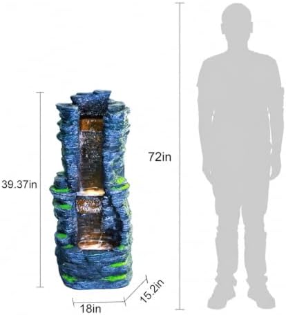 Outdoor Decorative Garden Fountain with LED Lights,Featuring a 39.37-Inch Cascading Garden Waterfall Scenery - Image 2