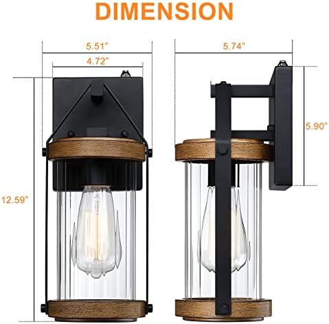 LONEDRUID 2 Pack Dusk to Dawn Sensor Outdoor Wall Lights with Wood Grain - Image 6