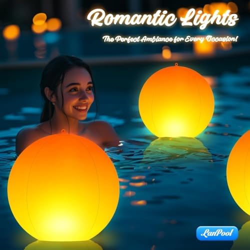 LanPool Floating Pool Lights,14" Flame Solar Pool Lights,Floating Glow Globe IP68 Waterproof, Solar Powered Swimming Pool Accessories, Large Floating Light Up Balls for Pool Pond Outdoor Decor-4PCS - Image 7