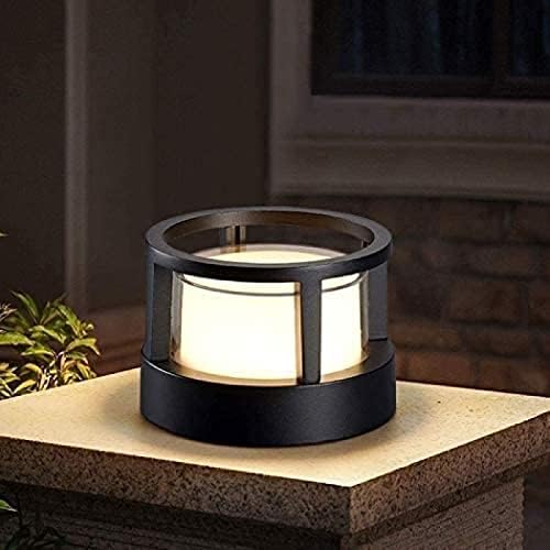 IP65 Waterproof Round Outdoor Garden Post Bollard Light Residential Lighting Column Lamp Aluminum Pathway Driveway Floor Lawn Landscape Lighting E27 Decoration Pillar Lantern Stigma Lamps,Small,Fr by Unknown
