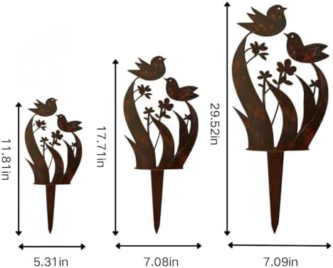 Rustic Bird & Flower Metal Garden Stake, Yard Art Gift, 17.71in - Image 7