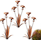 2026 Flamed Copper Three Calla Lilies Garden Stake with Bells, Handmade Metal Flower Rain Catcher Yard Art Decor, Weatherproof Rustic Wind Chime Outdoor Sculpture for Patio Lawn and Pathway Gift by Unknown