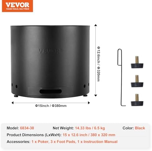 VEVOR Smokeless Fire Pit Stove Bonfire, H: 12.6 in x Dia: 15 in,Wood Burning Fireplaces with Removable Ash Pan, SUS430 Stainless Steel Inner Portable Outdoor Firepit, Ideal for Outdoor Patio Camping - Image 7