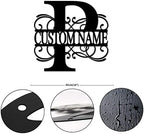 P Custom Name Initial Letter Monogram Metal Sign Decorative Iron Metal Wall Sculpture Cut Out Sign Vintage Metal Business Sign Address Sign Plaque for Dining Room Lodge Workshop Home Decor 18 Inch - Image 2