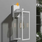 18 Inch White Large Outdoor Wall Lights Dusk to Dawn 2 Pack Outdoor Wall Sconces with Dusk to Dawn Sensor Porch & Patio Lights Large Size Outdoor Porch Light with Photocell Sensor Outdoor Lighting - Image 2