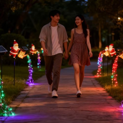 2PCS Christmas Claus Solar Kettle Lights, Santa Solar Watering Can Garden Lawn Decorative Lights, Waterproof Outdoor for Garden, Patio, Christmas Yard Décor - Image 4