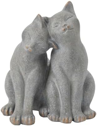 Cat Garden Statues Outdoor Cat-Figurines - Garden Decorations 8.5 x 8 x 10.5 in Resin Kitten Couple Sculpture Cats Statue for Farmhouse Outside Backyard Lawn Gift for Kitten Lovers Newman House Studio by NewmanHouseStudioLLC