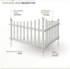 Zippity Ashley Corner Picket Fence, White Vinyl DIY No Dig Kit - Image 3