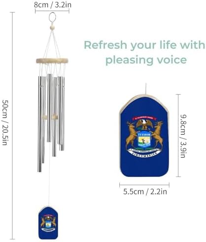 Flag of Michigan Wind Chime Memorial Zen Atmosphere Hanging Decoration for Garden Yard - Image 2
