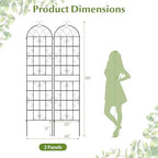 Giantex 2 Packs 86"x20" Metal Garden Trellis for Outdoor Climbing Plants, Heavy-Duty Plant Support for Vine Rose Vegetable Flower, Rustproof Black Metal Coating Patio Trellis Arch Decorative Fence - Image 2