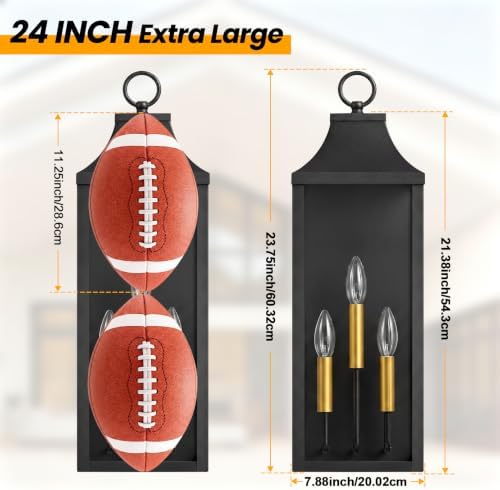 24" Extra Large Outdoor Wall Lights 2-Pack, Black Outside Wall Sconce - Image 5