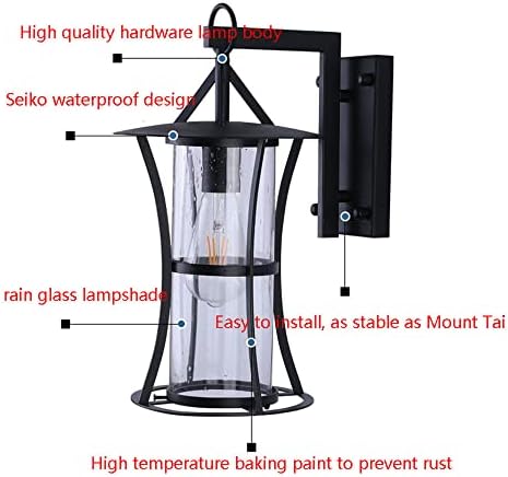 Nordic Outdoor Wall Lantern Waterproof Sconce Lighting Fixture Wall Mounted Lighting with Glass Shades Vintage Kerosene Style Wall Lamp for Porch Creative Cafe Balcony Patio - Image 6
