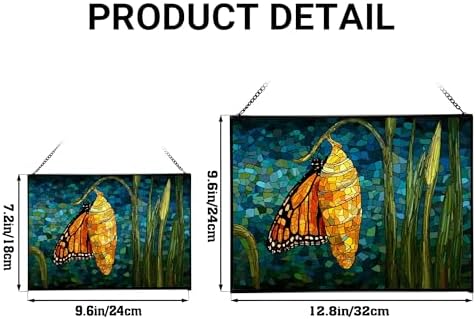 Butterfly Emerging from Chrysalis Rectangular Stained Glass Suncatcher – Hanging Window Panel with Animal & Nature Scene – Vibrant Glass Art Gift for Wildlife, Fantasy, Nature Lovers XGNTPJ - Image 4