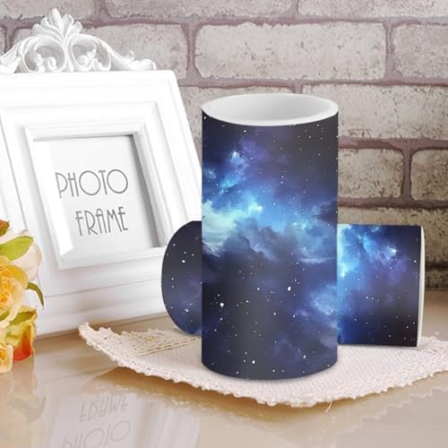 Starry Sky Flameless Candles with Remote Galaxy Outdoor Battery Operated Candles with Timer Flickering LED Elictric Pillar Lights for Outdoor Porch Wedding Home Decor Set of 2 - Image 2