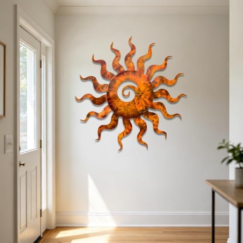 Sun Metal Wall Art Rustic Celestial Decor for Garden Patio Indoor Living Room Space Hanging Plaque Waterproof Heavy Duty Iron Sculptural Ornament (24 Inch) - Image 5